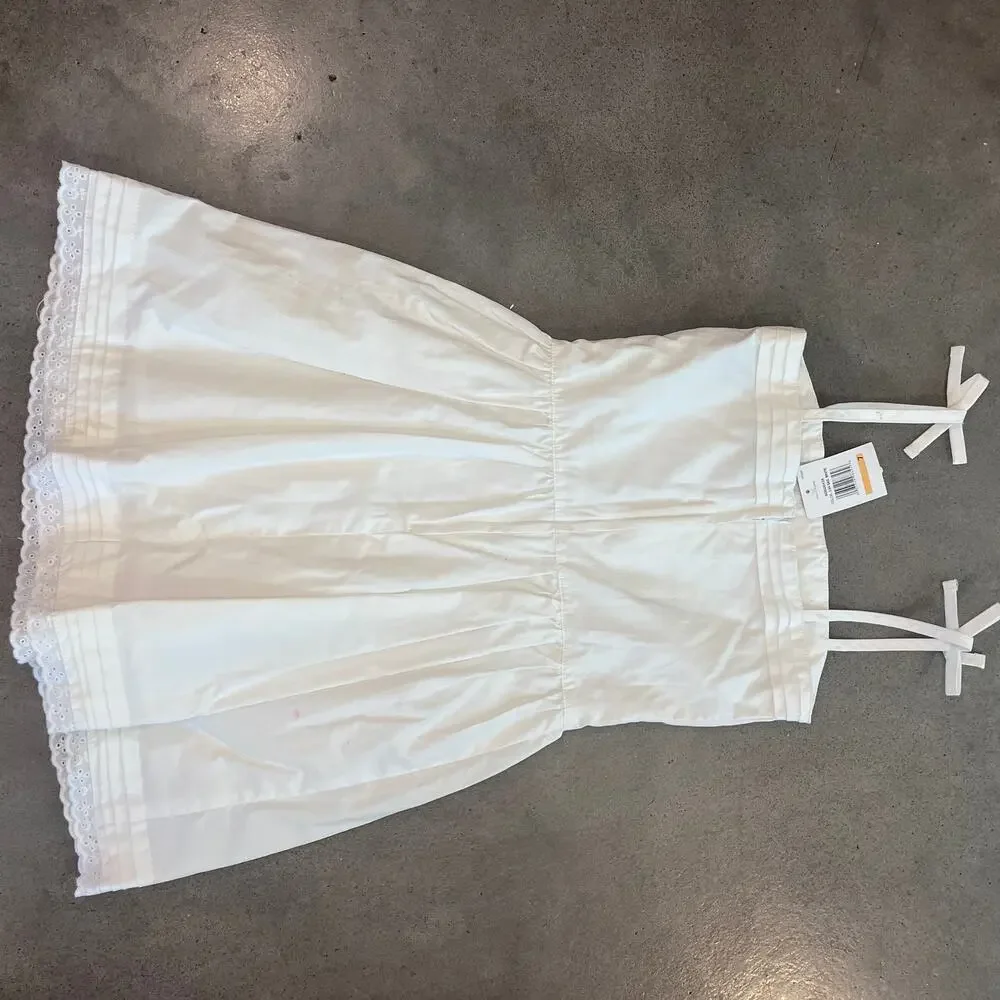 Nautica White 100 Cotton Summer Dress Girls size 7 NEW preppy summer